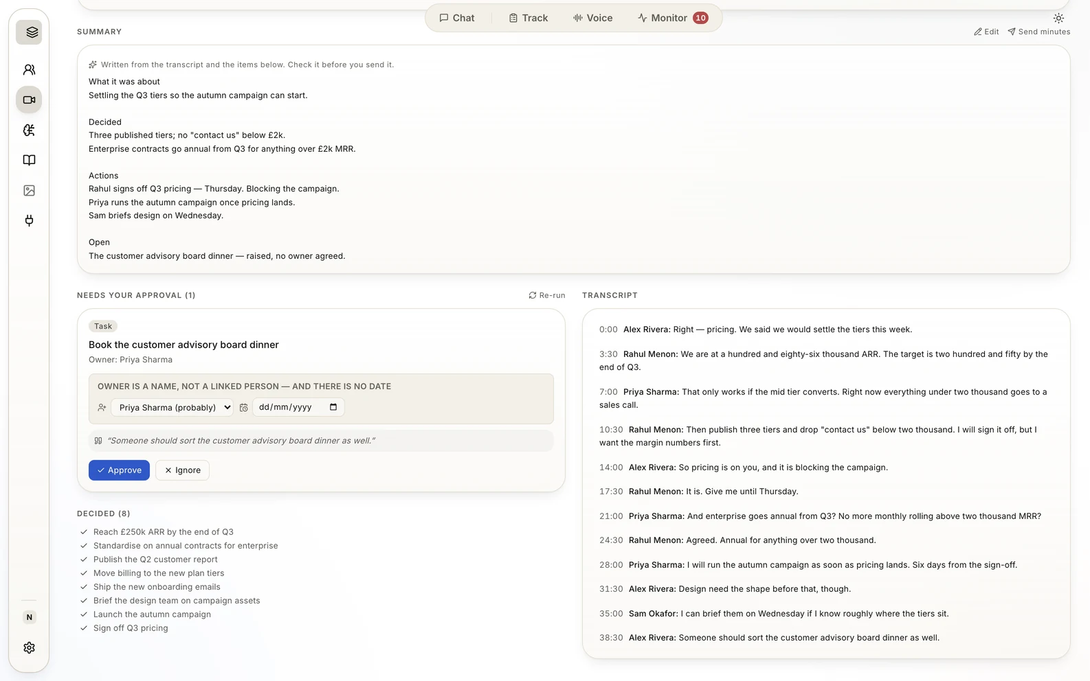 Track detailed workflow